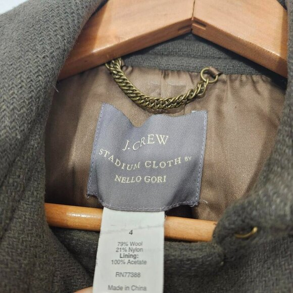 J. Crew green Stadium Cloth Nello Gori Wool Double Breasted Pea Coat - Picture 3 of 5